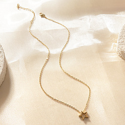 Звезда 304 ожерелья с подвесками из нержавеющей стали для женщин, реальный 18 k позолоченный, звезда, 16.34 дюйм (41.5 см), Кулон : 15 мм