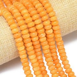 Orange Natural Malaysia Jade Beads Strands, Dyed & Heated, Rondelle, Orange, 8~8.5x4.5~5.5mm, Hole: 0.9~1mm, about 74~76pcs/strand, 15.08''~15.35''(38.3~39cm)