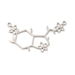 Нержавеющая Сталь Цвет Не тускнеющие 201 подвески из нержавеющей стали, очарование молекулярной структуры, цвет нержавеющей стали, 19x35.5x1 мм, отверстие : 1.2 мм