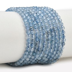 Aigue-marine Brins de perles d'aigue-marine bleu diable naturel, facette, ronde, 3mm, Trou: 0.6mm, Environ 135 pcs/chapelet, 15.31'' (38.9 cm)