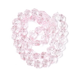 Бледно-Розовый Прозрачные стеклянные бусины гальваническим пряди, печать кошачьей лапы, розовый жемчуг, 14x15x8.5 мм, отверстие : 1 мм, около 45 шт / нитка, 24.80'' (63 см)