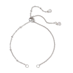 Нержавеющая Сталь Цвет 304 изготовление браслетов-слайдеров из нержавеющей стали с цепочкой-кабелем и спутниковой цепью, не тускнеет, цвет нержавеющей стали, 8.54 дюйм (21.7 см)