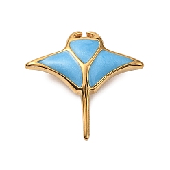 Fish Океан 304 эмалированные подвески из нержавеющей стали, золотые, манта, 24x25x8 мм, отверстие : 5x4 мм