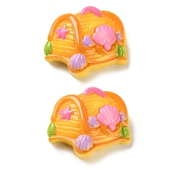 Желтый Кабошоны из смолы морской серии, сундук с сокровищами, желтые, 24x26x10 мм