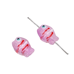 Сливовый Бусины лэмпворк , бусины ручной работы, рыба, слива, 14x10 мм