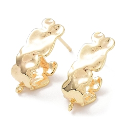 Настоящее золото 18K Изделия из латуни, без кадмия, без никеля и без свинца, Фурнитура для серег-полукольца с вертикальной петлей, Twist овальные, реальный 18 k позолоченный, 17x6.5 мм, отверстие : 1.2 мм, штифты : 0.7 мм