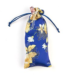 Royal Blue Silk Pouches, Drawstring Bag, Royal Blue, 19x7.5~8cm