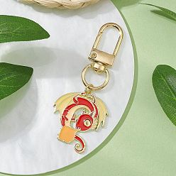 Красный Подвеска дракон из сплава эмали украшения, Поворотные застежки-брелки для украшения сумок, красные, 64 мм