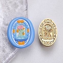 Цветок Золотая восковая печать, латунная головка штампа, для сургучной печати, цветок, 30x20x14.5 мм, отверстие : 7 мм