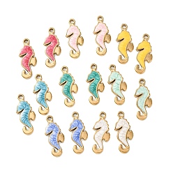 Sea Horse 304 нержавеющей стальной эмали подвески, золотые, прелести морских коньков, 18x7x2 мм, отверстие : 1.3 мм