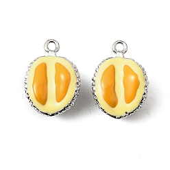 Durian Латунь эмаль подвески, без кадмия, без никеля и без свинца, Реальная платина, фрукты, дуриан, 16x11.5x8 мм, отверстие : 1.4 мм