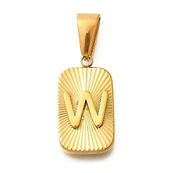 Letter W 304 подвески из нержавеющей стали, прямоугольник с подвеской в виде буквы, реальный 18 k позолоченный, Буква W, 22x12.5x4 мм, отверстие : 8x4 мм