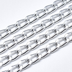 Silver Aluminium Curb Chains, Diamond Cut Chains, with Spool, Unwelded, Faceted, Silver, 7x4.5x1.2mm, about 164.04 Feet(50m)/roll