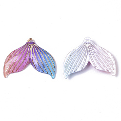 Colorful Transparent UV Printed Acrylic  Pendants, with Spray Paint Bottom, Whale Tail Shape, Colorful, 24.5x29.5x4mm, Hole: 1.4mm