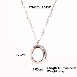 Нержавеющая Сталь Цвет Овальные подвески из нержавеющей стали с белой эмалью для женщин, цвет нержавеющей стали, 16.02 дюйм (40.7 см)