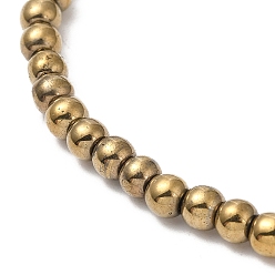 Золотистый Синтетические немагнитные гематитовые круглые эластичные браслеты из бисера, золотые, внутренний диаметр: 2-5/8 дюйм (6.56 см), бусины : 4.3 мм