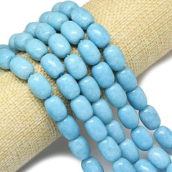 Темно-Голубой Натуральный Malaysia нефритовые бусы пряди, окрашенная и подогревом, баррель, глубокое синее небо, 14x10~10.5 мм, отверстие : 1.2 мм, около 27 шт / нитка, 15.16''~15.71'' (38.5~39.9 см)