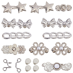 Platinum 8 Styles Alloy Adjustable Jean Button Pins, Waist Tightener, Platinum, Sewing Fasteners for Garment Accessories, Platinum, 27x11mm