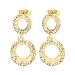 Настоящее золото 16K Овальные серьги-пусеты с подвесками из латуни и прозрачного фианита, реальный 16 k позолоченный, 31.5x14 мм