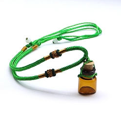 Весенне-зеленый Ожерелья из стеклянных флаконов для духов, регулируемые шнуры ожерелья для женщин и мужчин, весенний зеленый, Бутылка: 26x16 мм
