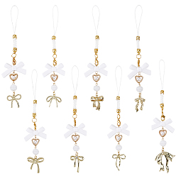 Белый 16 шт. 8 стили бант тема сплава и акрил мобильные ремни, белые, 157~168 мм, 2 шт / стиль