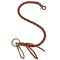 Седло Коричневый Плетеные кожаные шнурки, цепочки для брюк с кисточками, Сплав с застежками, античная бронза, седло коричневый, 515 мм
