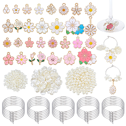 (52) Непрозрачная лаванда Наборы для изготовления шармов для бокалов своими руками, включая фурнитуру для серег-колец из латуни, Подвески из эмали и сплава, Акриловые бусины, колпачки и подвески из АБС-пластика, имитирующие жемчуг., разноцветные, 8 мм, отверстие : 1.8~2 мм