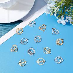 Golden & Stainless Steel Color SUNNYCLUE 201 Stainless Steel Links Connectors, Laser Cut Links, Mixed Shapes, Golden & Stainless Steel Color, 20pcs/box