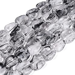 Gray Handmade Lampwork Beads Strands, Square, Gray, 10.5~11.5x10.5~12.5x5~7mm, Hole: 0.8~1mm, about 24pcs/strand, 10.24~10.43 inch(26~26.5cm)