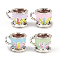 (52) Непрозрачная лаванда Сплав эмали прелести, античное серебро, разноцветные, 9x12x9 мм, отверстие : 3x2 мм