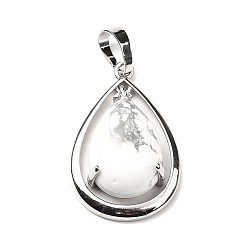 Говлит Природные подвески Говлит, слезоточивые прелести, с стеллаж металлизированный платины тон выводов латуни, без кадмия и без свинца, 30.5x20x8 мм, отверстие : 8x5 мм