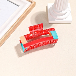 Красный Заколки-когти с уксусной кислотой, прямоугольные, аксессуары для волос для девочек или женщин, красные, 45x85 мм