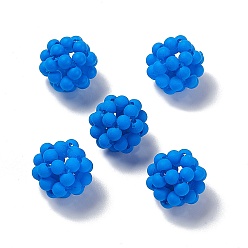 Dodger Blue Handmade Plastic Woven Beads, Frosted Round, Dodger Blue, 15mm, Hole: 3mm