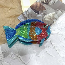 Зеленый лайм Акриловые заколки-когти с океанской тематикой, рыба, зеленый лайм, 45x89x42 мм