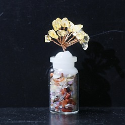 Цитрин Украшения для витрин из натуральных цитриновых чипсов, Бутылка желаний «Дерево удачи», украшение для дома по фэн-шуй, 20x70 мм