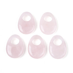 Розовый Кварц Подвески с большим отверстием из натурального розового кварца, яичные прелести, 35~36.5x24.5~25.5x7~8 мм, отверстие : 12~12.5 мм