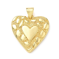 Настоящее золото 18K Латунные подвески, сердце, стойки покрытие, без свинца и без кадмия, долговечный, реальный 18 k позолоченный, 21x20x3 мм, отверстие : 3.5x5 мм