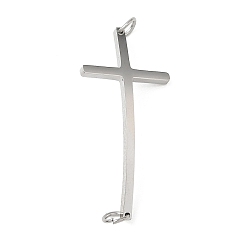 Couleur Acier Inoxydable Religion 304 breloques connecteurs en acier inoxydable, liens transversaux incurvés, sans ternissement, couleur inox, 29x14x1.5mm, Trou: 2.5mm