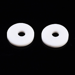 Misty Rose Handmade Polymer Clay Beads, Disc/Flat Round, Heishi Beads, Misty Rose, 4x1mm, Hole: 1mm, about 55000pcs/1000g