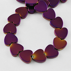 С Фиолетовым Покрытием Немагнитные синтетический гематит бисер пряди, класс А, сердце, с фиолетовым покрытием, 6x6x2 мм, отверстие : 1 мм, 66 шт / нитка, 15.5 дюйм