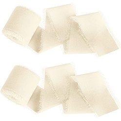 Желтая Старая Ткань  5м полиэфирная шифоновая лента, Лента с необработанными краями для изготовления ювелирных бантов своими руками, Подарочная упаковка, старое кружево, 1-5/8 дюйм (40 мм), около 5.47 ярдов (5 м) / рулон