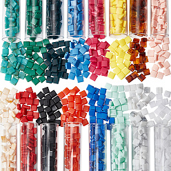 Mixed Color 1120Pcs 16 Colors Opaque Acrylic Slide Charms, Square, Mixed Color, 5.2x5.2x2mm, Hole: 0.8mm, 70pcs/color
