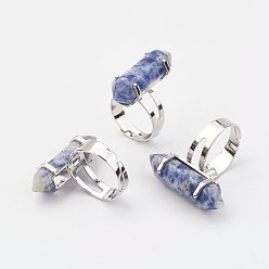 (306FM) Жонкиль матовый с лаймовой подкладкой Натуральные синие пятна яшмы перстни, с обнаружением железного кольца, платина, пуля, Размер 8, 18 мм