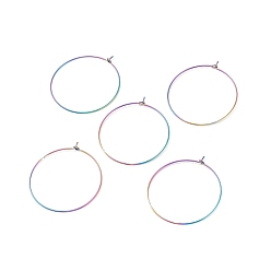 Rainbow Color Ионное покрытие (ip) 316 серьги-кольца из хирургической нержавеющей стали, Винные стекла, Радуга цветов, 39x35x0.7 мм, 21 датчик