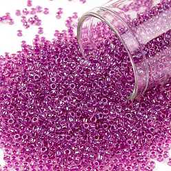 (1854) Inside Color AB Crystal/Fuchsia Lined Toho runde Rocailles, japanische Rocailles, (1854) Innenfarbe ab Kristall / Fuchsia gefüttert, 11/0, 2.2 mm, Bohrung: 0.8 mm, über 1110pcs / Flasche, 10 g / Flasche