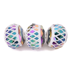 Coloré Perles en verre electroplate, rondelle à motif losange, facette, colorées, 7~8x5.5~6mm, Trou: 1~1.2mm