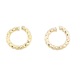 Настоящее золото 18K Латунные кольца прыжок открыт, без никеля , алмазная огранка текстурированная круглая, 18 датчик, реальный 18 k позолоченный, 6x1 мм, внутренний диаметр: 4 мм