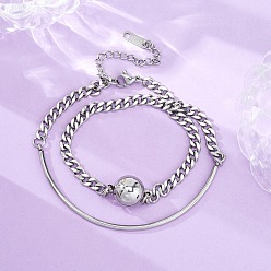 Нержавеющая Сталь Цвет 304 Браслеты из нержавеющей стали с панцирной цепочкой для женщин, цвет нержавеющей стали, 13 дюйм (33 см)