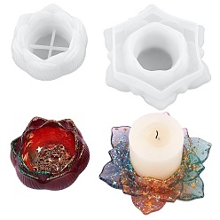 Белый 2 шт 2 стили силиконовые формы подсвечник, формы для литья смолы, для уф-смолы, изготовление изделий из эпоксидной смолы, белые, 1 шт / стиль