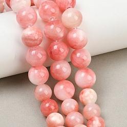 Light Coral Natural Green Jade Graduated Beads Strands, Dyed, Smooth Round, Light Coral, 6~12mm, Hole: 1~1.4mm, about 53pcs/strand, 17.32''(44cm)